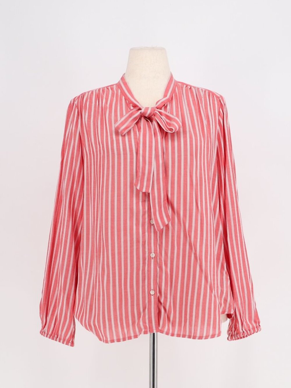 NWT J.CREW Stripe Long Sleeve Bow Blouse Red & White Size XL